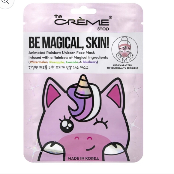 The Creme▪︎ Be Magical, Skin! Animated Rainbow Unicorn Face Mask ▪︎ Pack of 3 - Picture 3 of 3